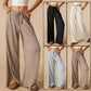Pantalones Casuales de Pierna Ancha para Mujer con Cordón Ajustable