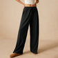 Pantalones Casuales de Pierna Ancha para Mujer con Cordón Ajustable