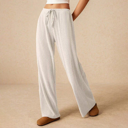 Pantalones Casuales de Pierna Ancha para Mujer con Cordón Ajustable