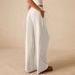Pantalones Casuales de Pierna Ancha para Mujer con Cordón Ajustable