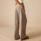 Pantalones Casuales de Pierna Ancha para Mujer con Cordón Ajustable