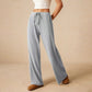 Pantalones Casuales de Pierna Ancha para Mujer con Cordón Ajustable