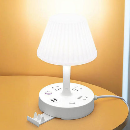 Pöytälamppu USB-portilla ja pistorasialla